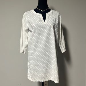 Talbots white comfortable tunic dress with slits